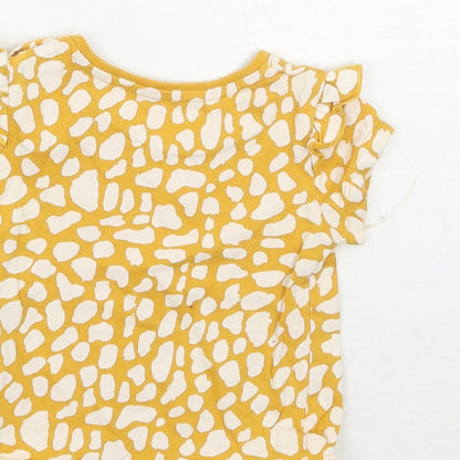 Primark Girls Yellow Animal Print  Basic T-Shirt Size 0-3 Months