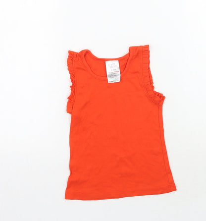 Additional front view of Evie girls’ orange basic tank, size 2-3, years