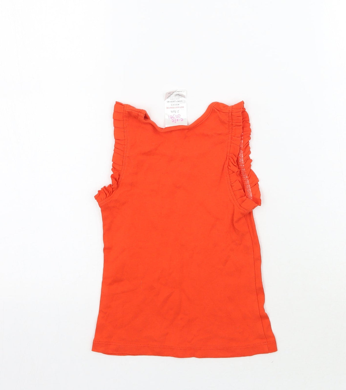 Back view of Evie girls’ orange basic tank, size 2-3, years