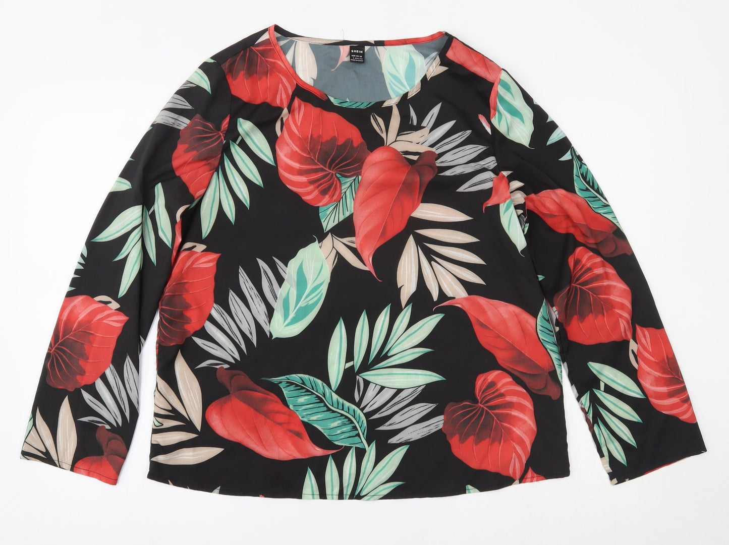 SheIn Womens Black Floral  Basic Blouse Size L
