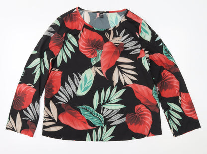 SheIn Womens Black Floral  Basic Blouse Size L