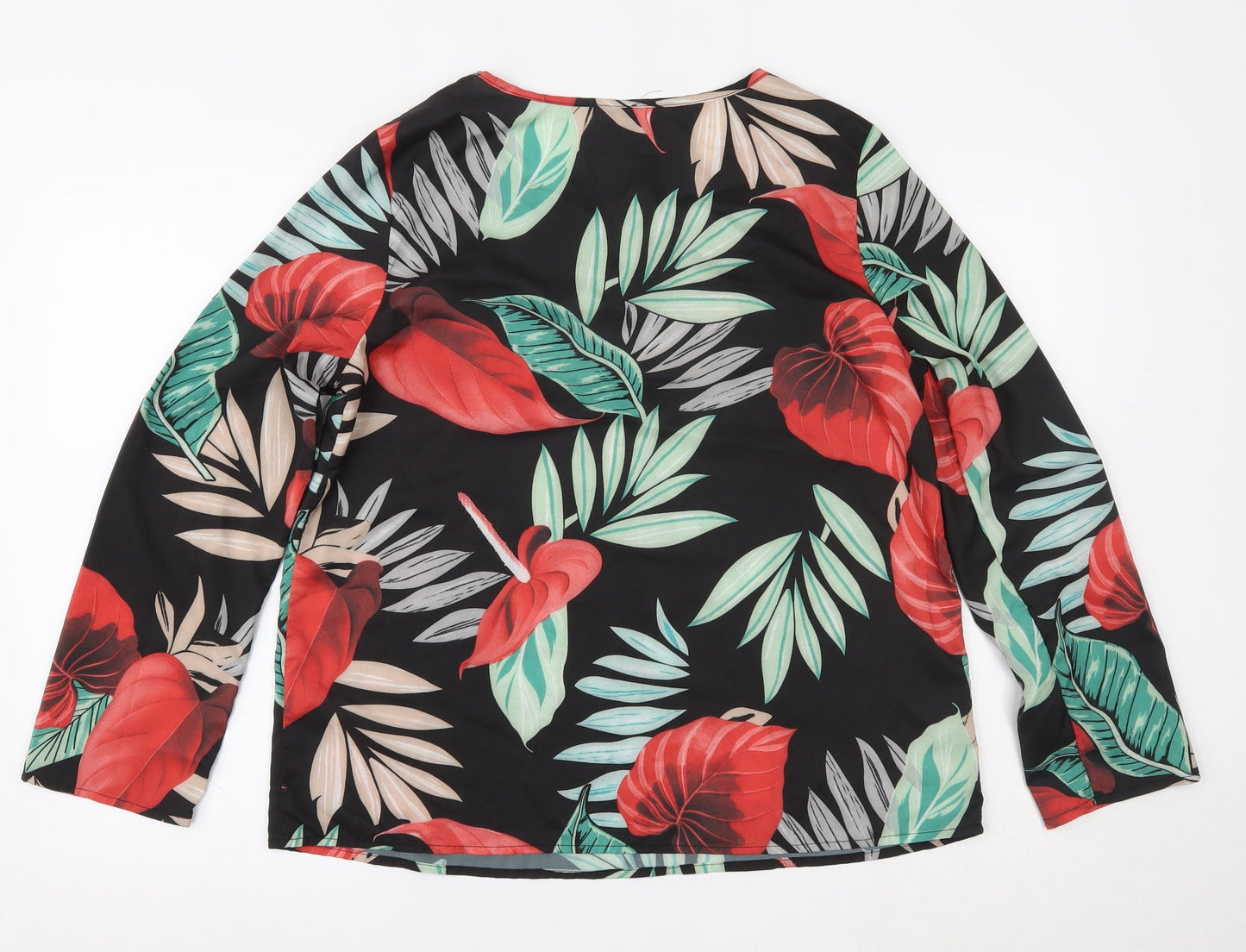 SheIn Womens Black Floral  Basic Blouse Size L