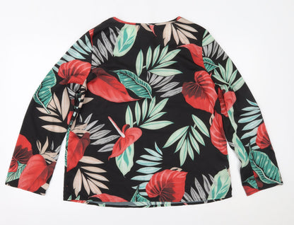 SheIn Womens Black Floral  Basic Blouse Size L