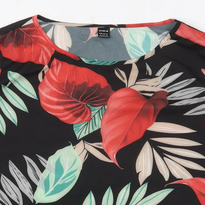 SheIn Womens Black Floral  Basic Blouse Size L