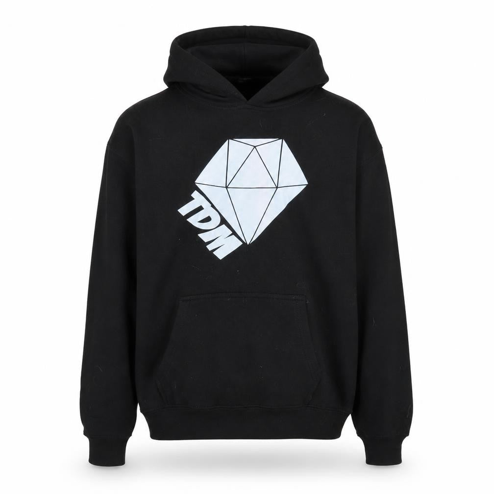 Front view of supersoft boys’ black pullover hoodie, size 10-11, years