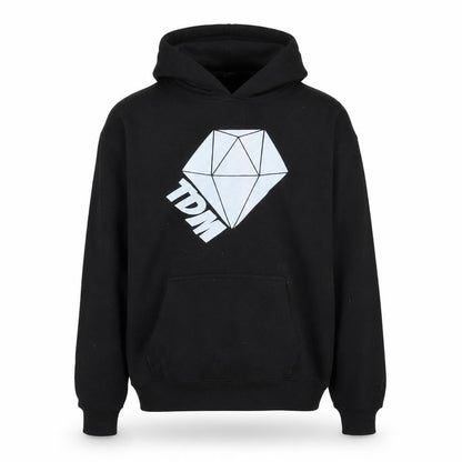 Front view of supersoft boys’ black pullover hoodie, size 10-11, years