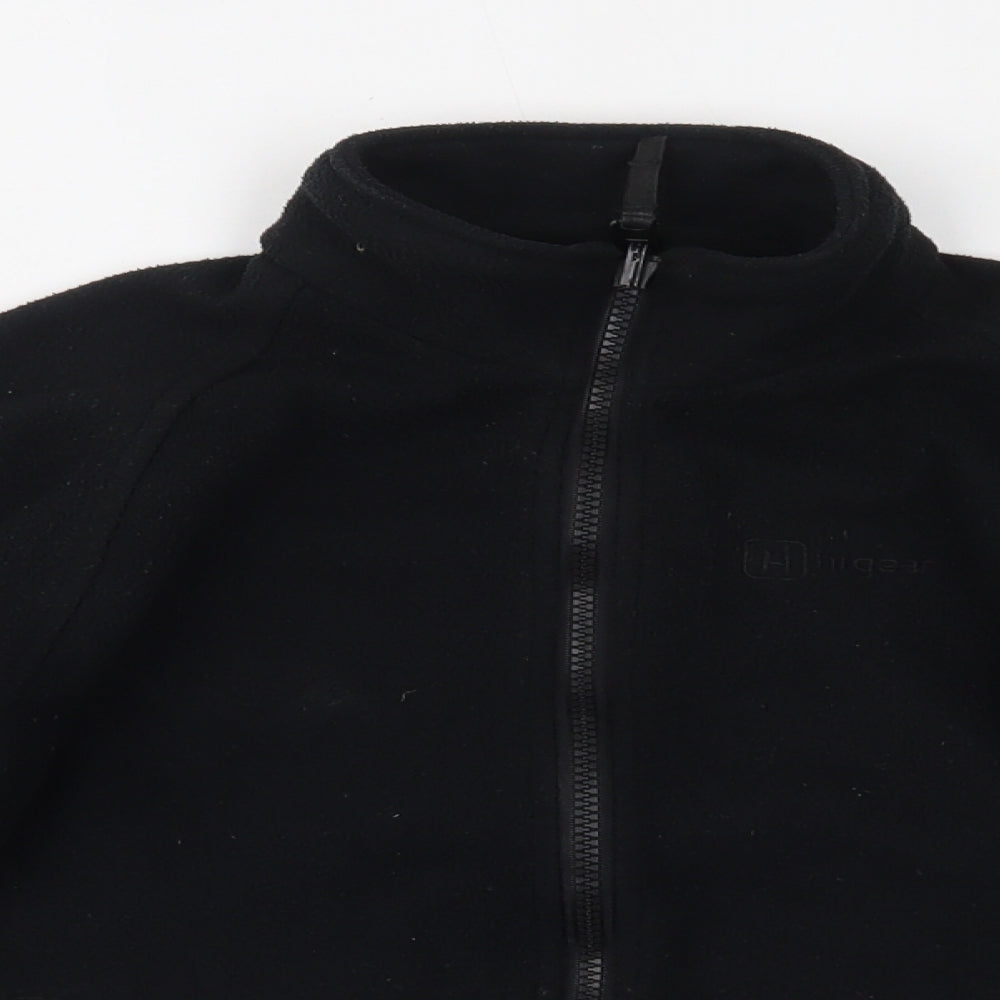 Close-up detail of Hi Gear boys’ black jacket, size 7-8, years