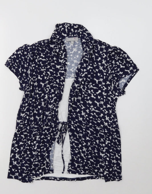 Per Una Womens Blue Geometric  Basic Blouse Size 12