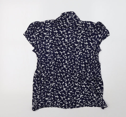 Per Una Womens Blue Geometric  Basic Blouse Size 12