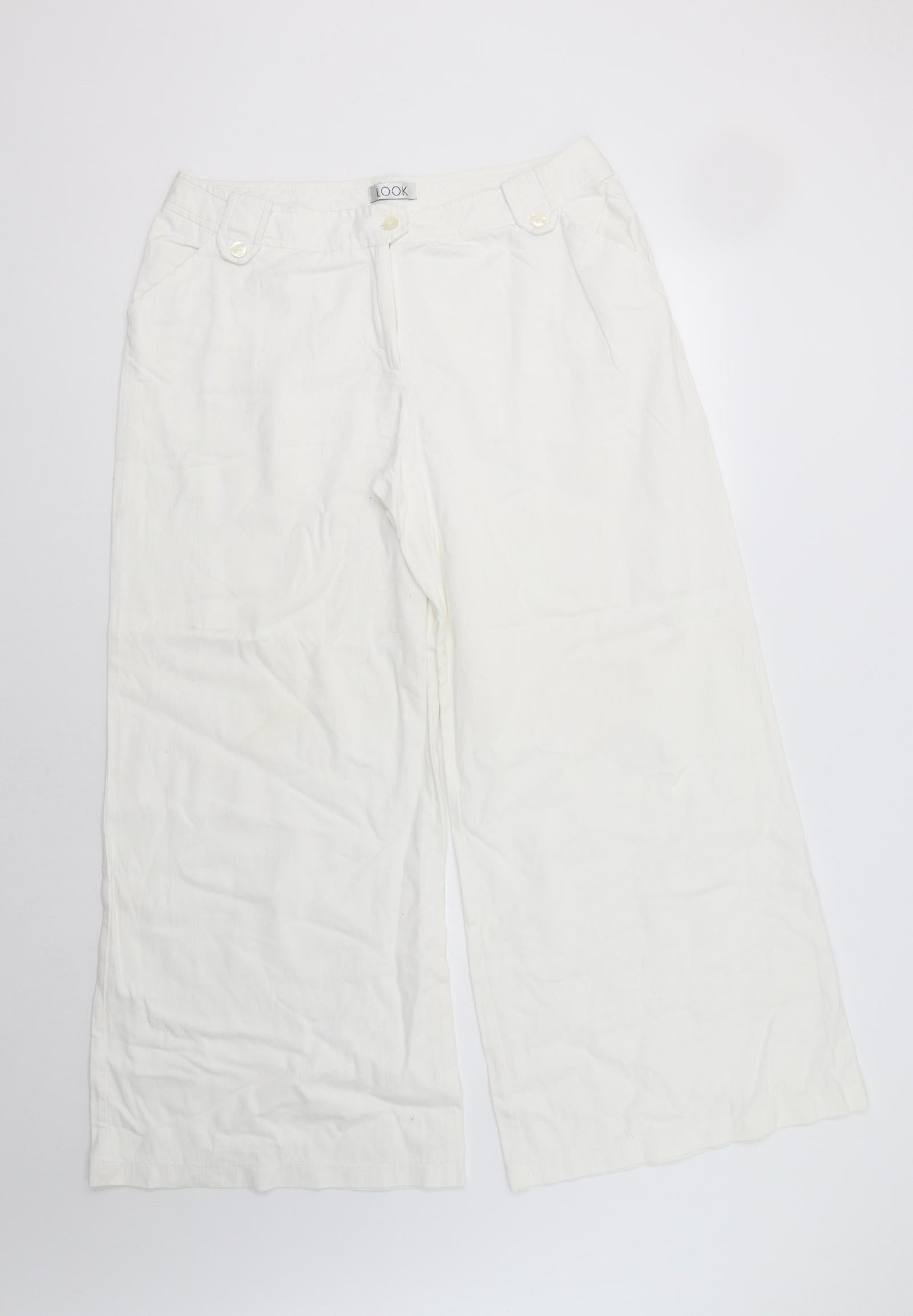 Womens UK Size 16 Look Regular Fit  White Trousers