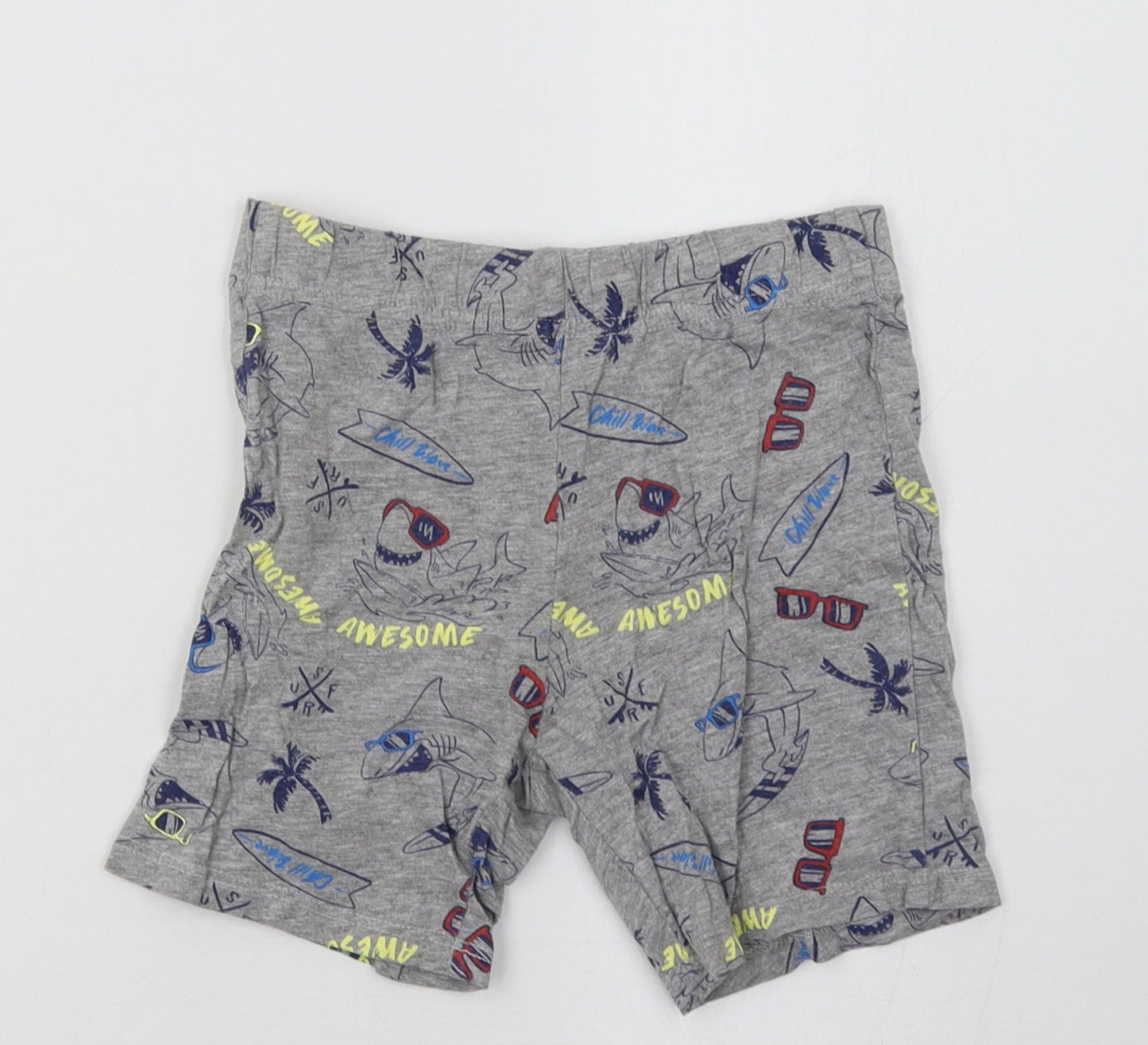Preworn Boys Grey Geometric  Sweat Shorts Size 5-6 Years