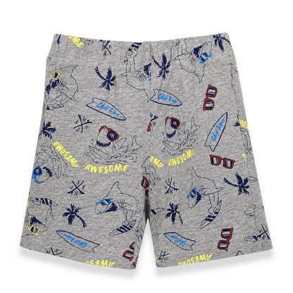Front view of Preworn boys’ grey geometric sweat shorts, size 5-6, years