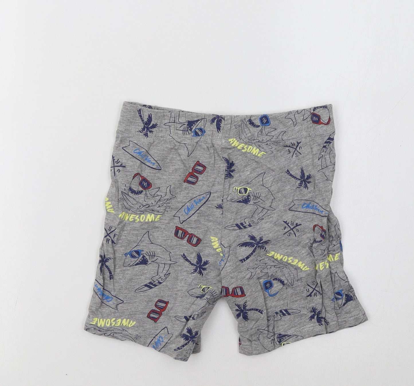 Preworn Boys Grey Geometric  Sweat Shorts Size 5-6 Years