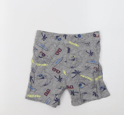Preworn Boys Grey Geometric  Sweat Shorts Size 5-6 Years