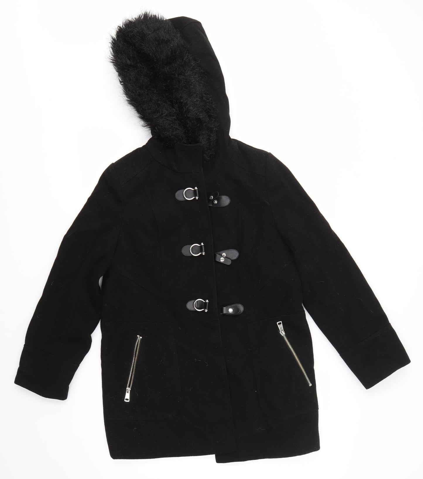 M&Co Womens Black   Overcoat Coat Size 10