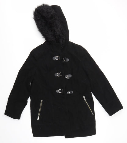 M&Co Womens Black   Overcoat Coat Size 10