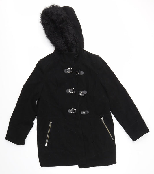 M&Co Womens Black   Overcoat Coat Size 10