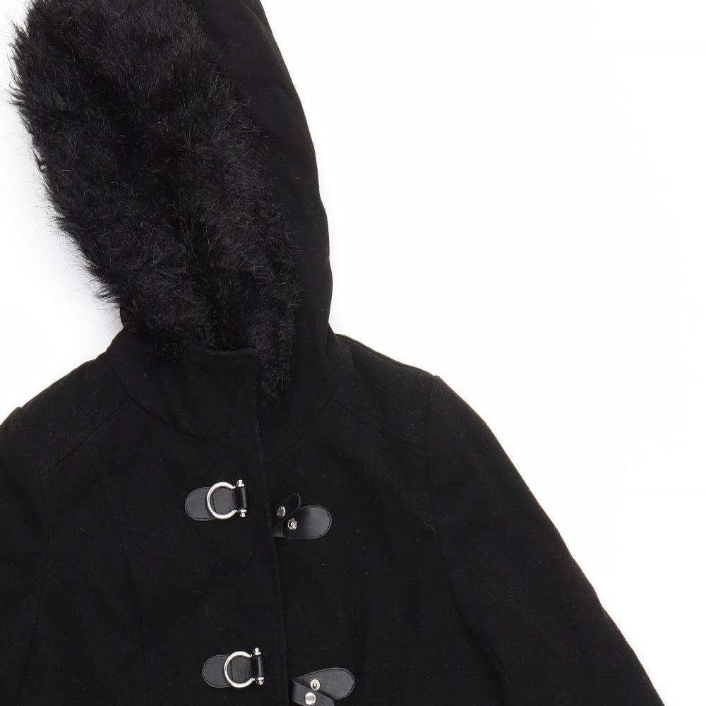 M&Co Womens Black   Overcoat Coat Size 10