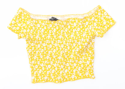 Primark Womens Yellow Floral  Basic Blouse Size S