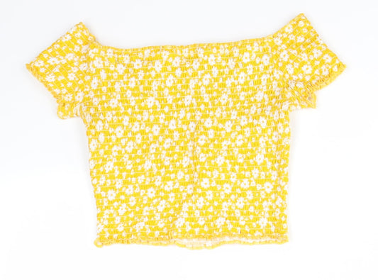 Primark Womens Yellow Floral  Basic Blouse Size S