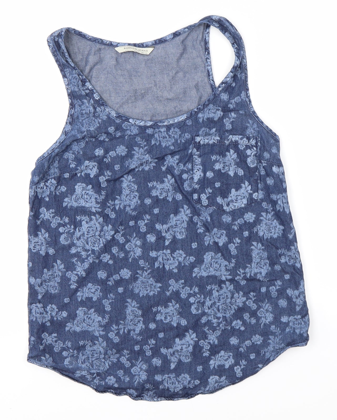 Womens UK Size S Mango Blue Basic Blouse