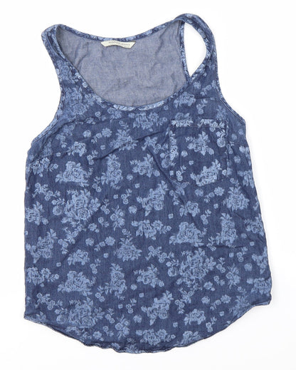 Womens UK Size S Mango Blue Basic Blouse