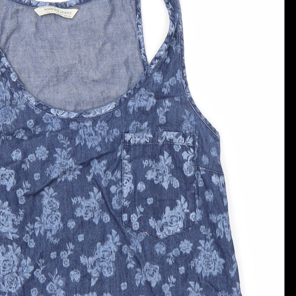 Womens UK Size S Mango Blue Basic Blouse