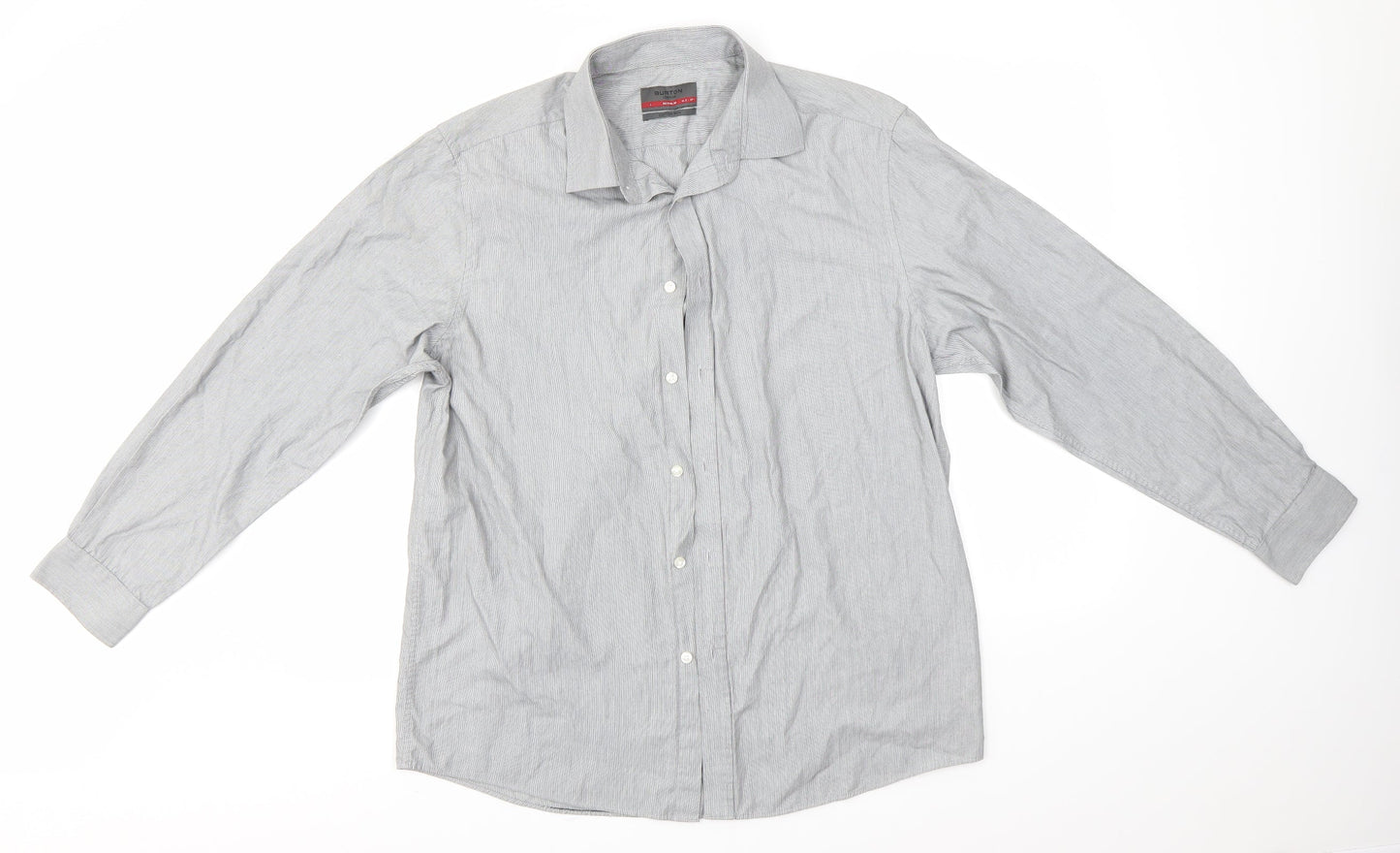Mens UK Size L Burton Grey  Button-Up Long Sleeve Casual Shirt