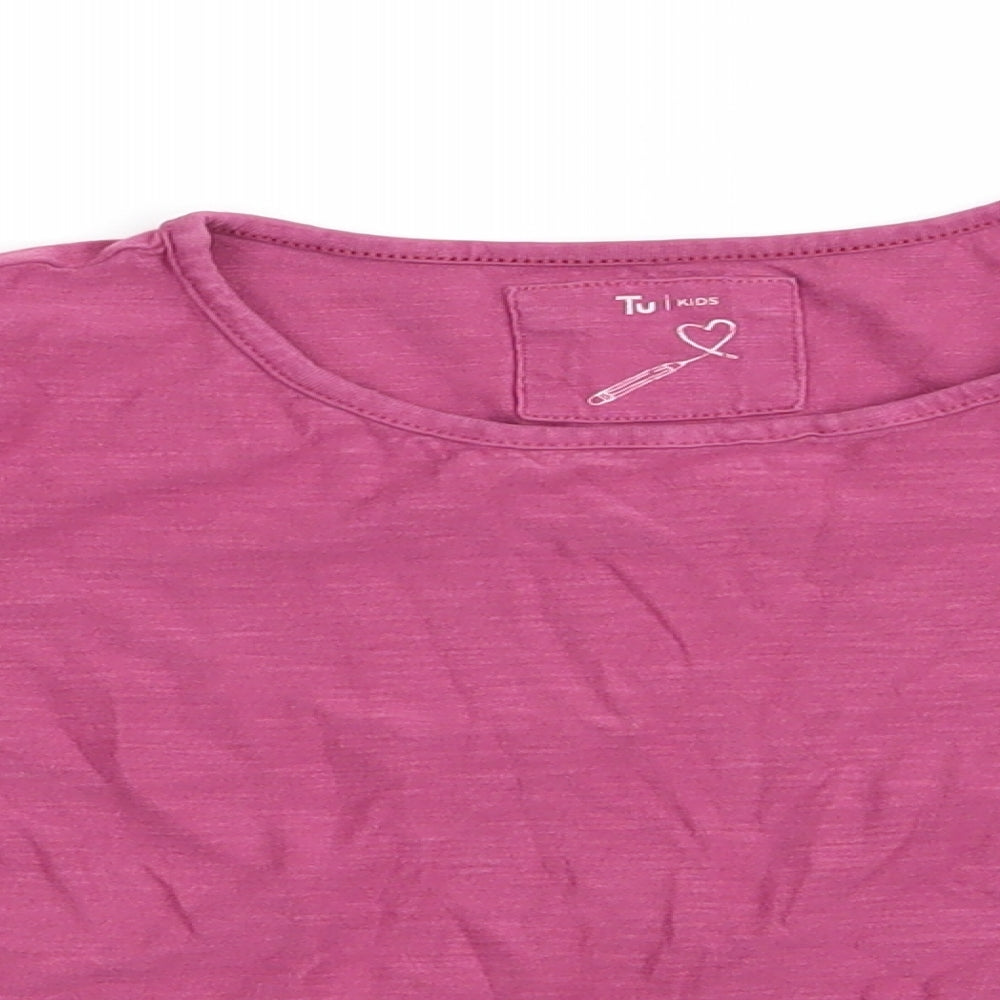 TU Girls Pink   Basic Casual Size 8 Years  - gathered shoulders