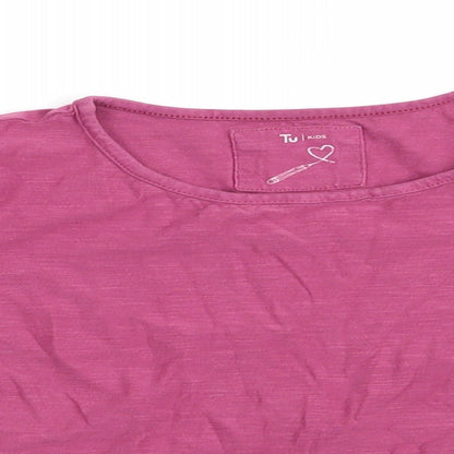 TU Girls Pink   Basic Casual Size 8 Years  - gathered shoulders