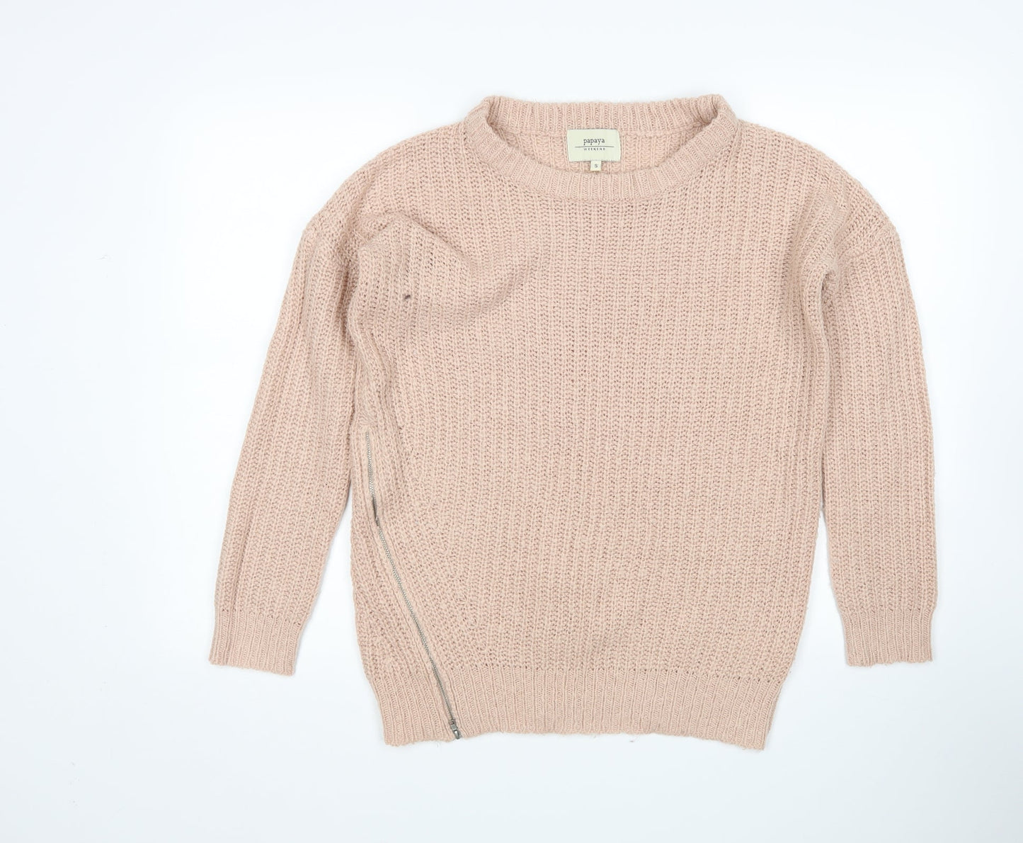Womens UK Size S Papaya Pink Pullover Jumper