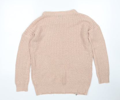 Womens UK Size S Papaya Pink Pullover Jumper