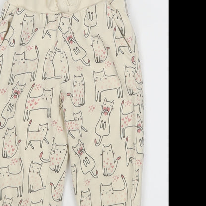 Mothercare Girls Beige Animal Print  Sweatpants Trousers Size 2-3 Years