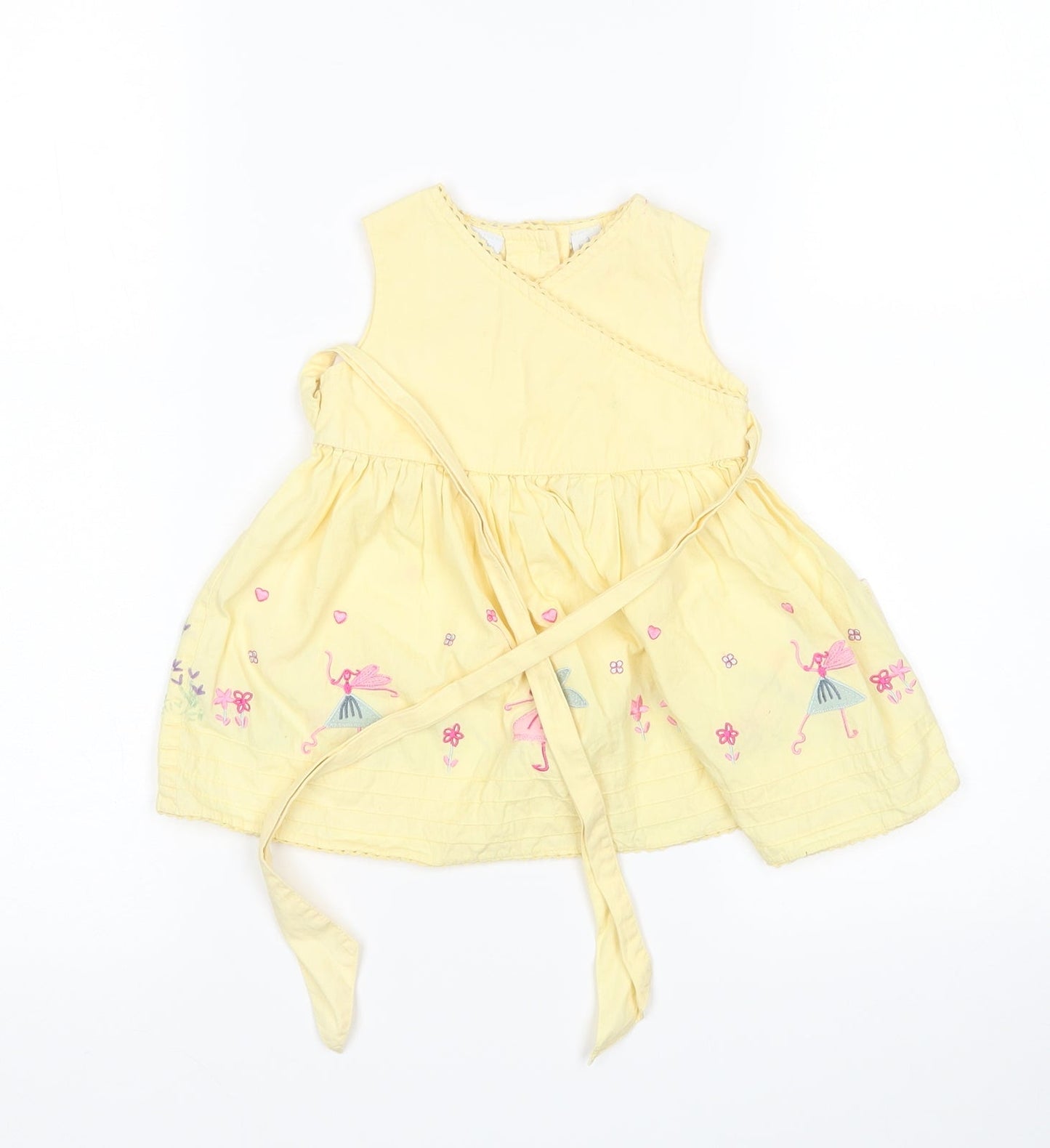 Preworn Girls Yellow Floral  A-Line  Size 0-3 Months