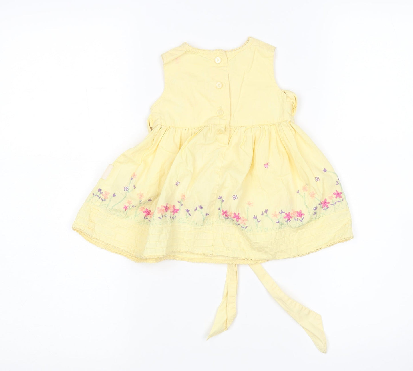 Preworn Girls Yellow Floral  A-Line  Size 0-3 Months