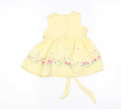 Preworn Girls Yellow Floral  A-Line  Size 0-3 Months