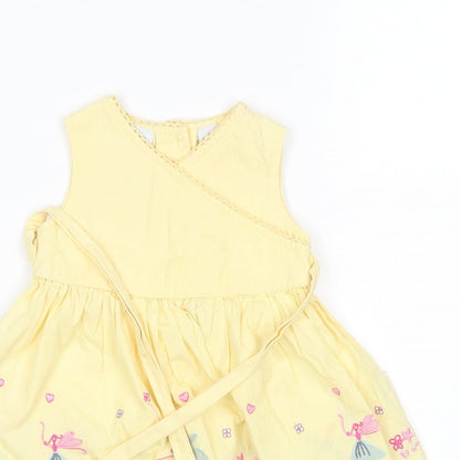 Preworn Girls Yellow Floral  A-Line  Size 0-3 Months