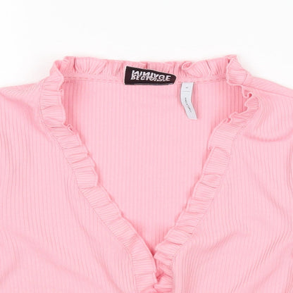 Womens UK Size S Reclaimed Vintage Pink Cardigan Jumper