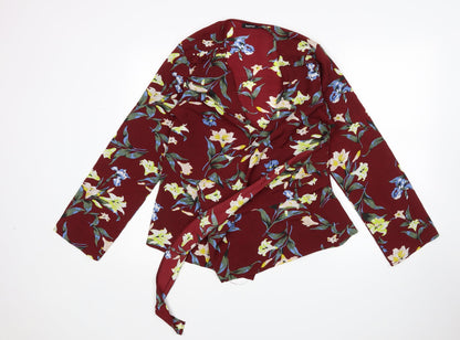 Boohoo Womens Multicoloured Floral  Wrap Blouse Size 10