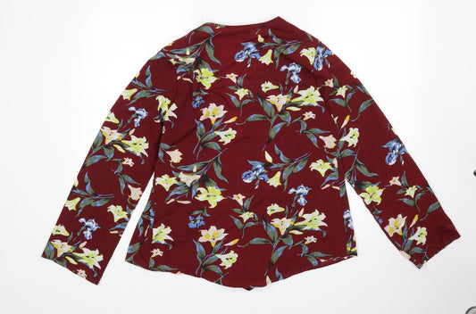 Boohoo Womens Multicoloured Floral  Wrap Blouse Size 10