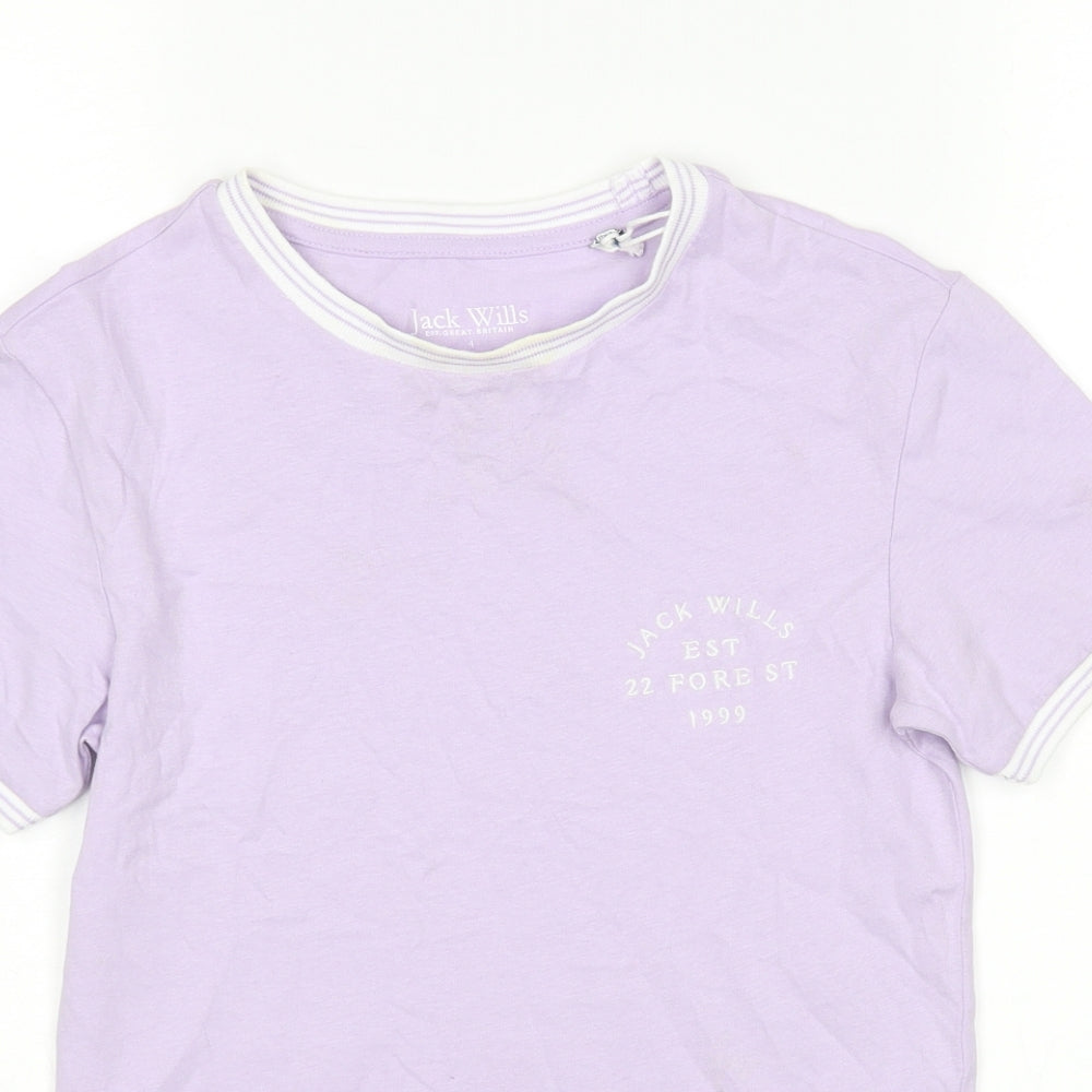 Womens UK Size 4 Jack Wills Purple Basic T-Shirt