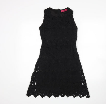 Boohoo Womens Black Floral  Mini  Size 8