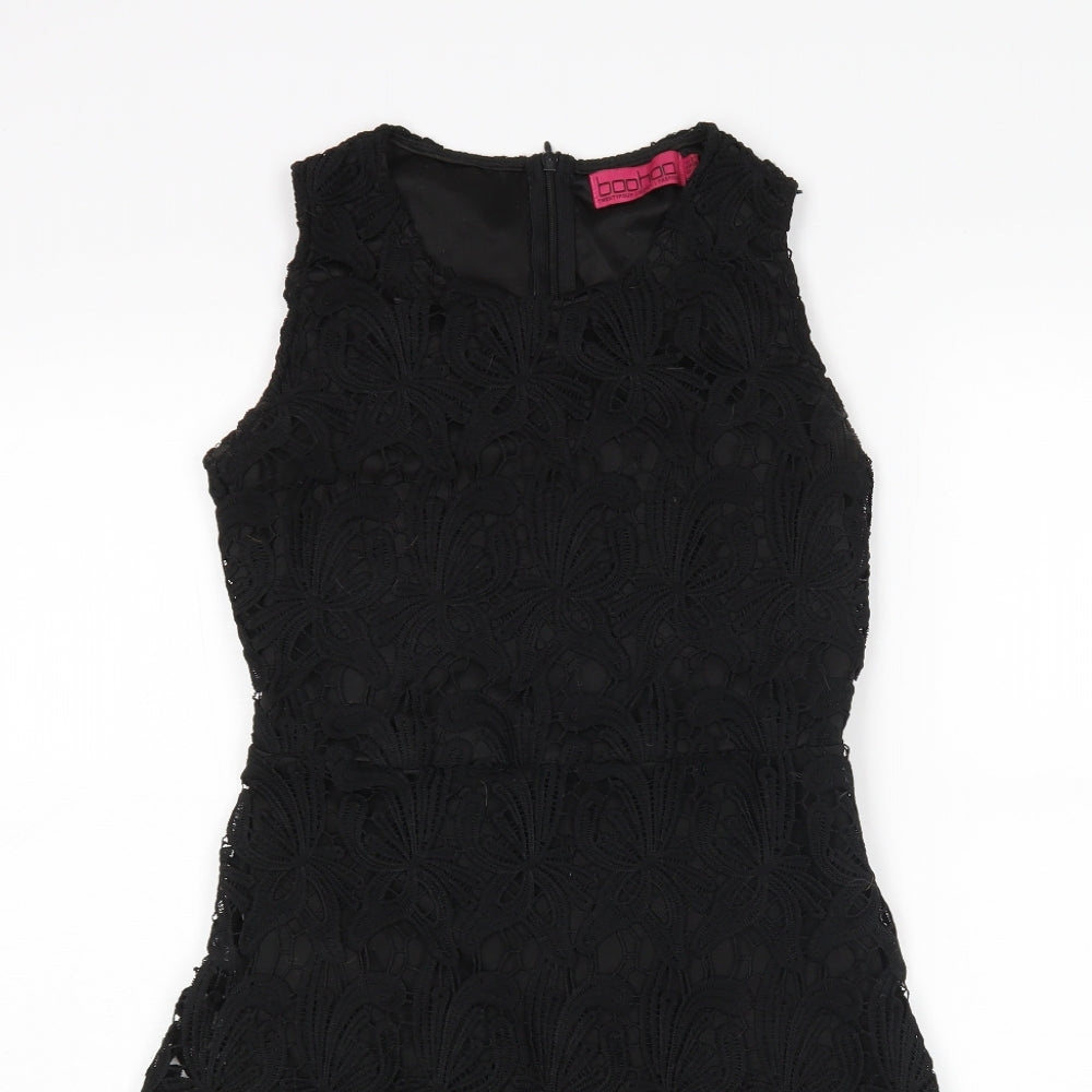 Boohoo Womens Black Floral  Mini  Size 8