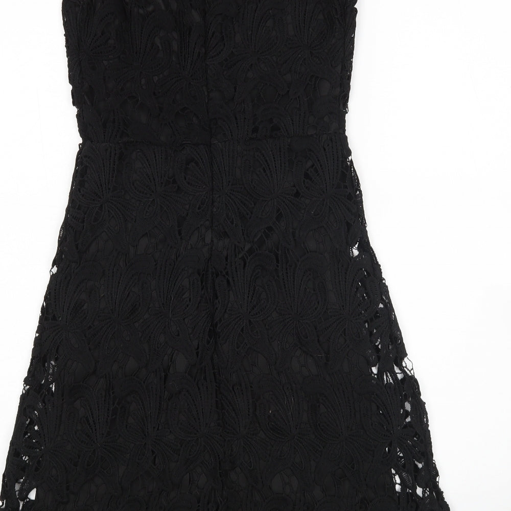 Boohoo Womens Black Floral  Mini  Size 8