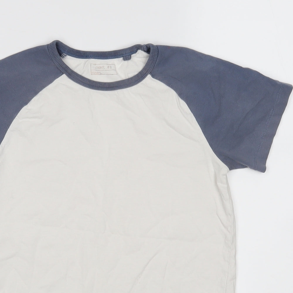 Close-up detail of Next boys’ multicoloured basic t-shirt, size 9, years