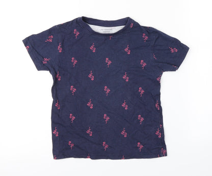 Primark Boys Blue Animal Print  Basic T-Shirt Size 6-7 Years