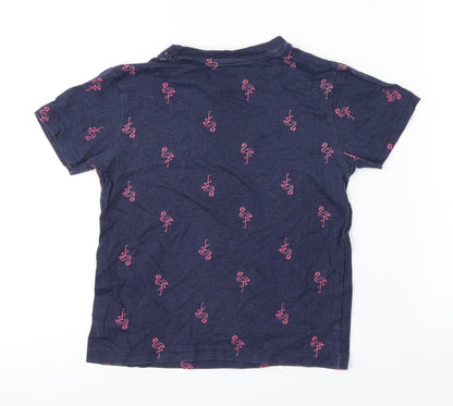 Primark Boys Blue Animal Print  Basic T-Shirt Size 6-7 Years