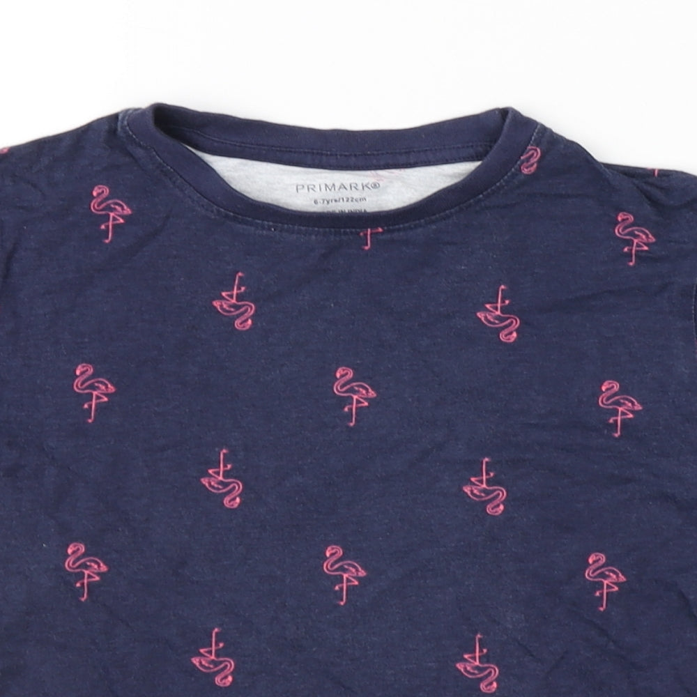 Primark Boys Blue Animal Print  Basic T-Shirt Size 6-7 Years