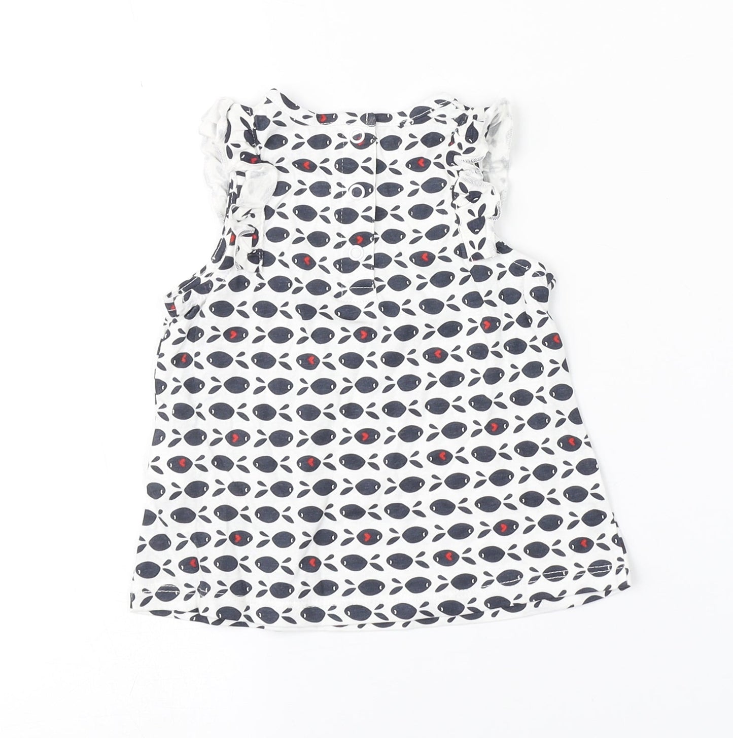 Preworn Girls White Animal Print  Basic Blouse Size 9-12 Months
