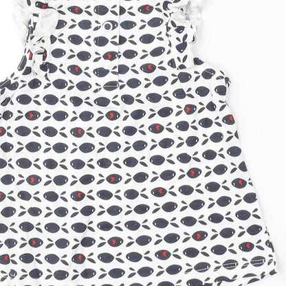 Preworn Girls White Animal Print  Basic Blouse Size 9-12 Months